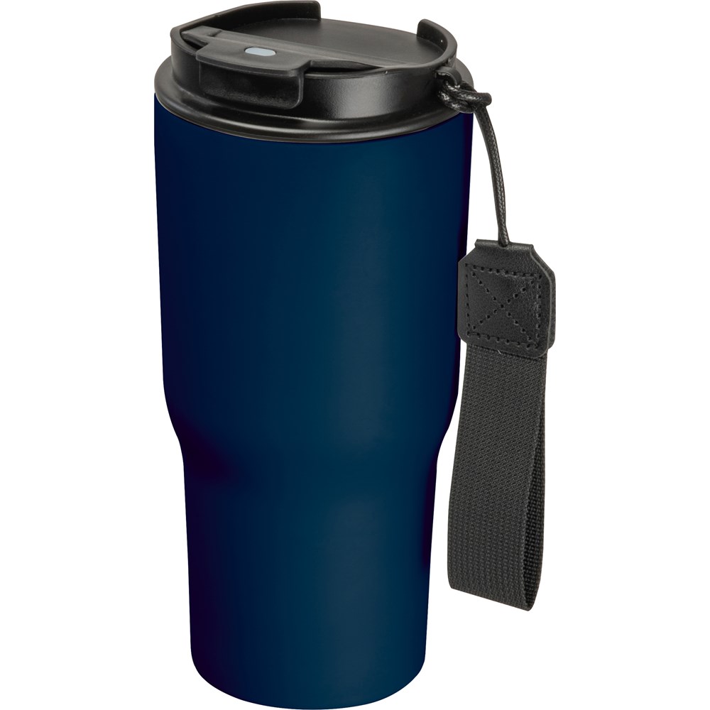 Dubbelwandige drinkbeker van rvs, 550 ml - voor bedrijven en relatiegeschenken - Donkerblauw