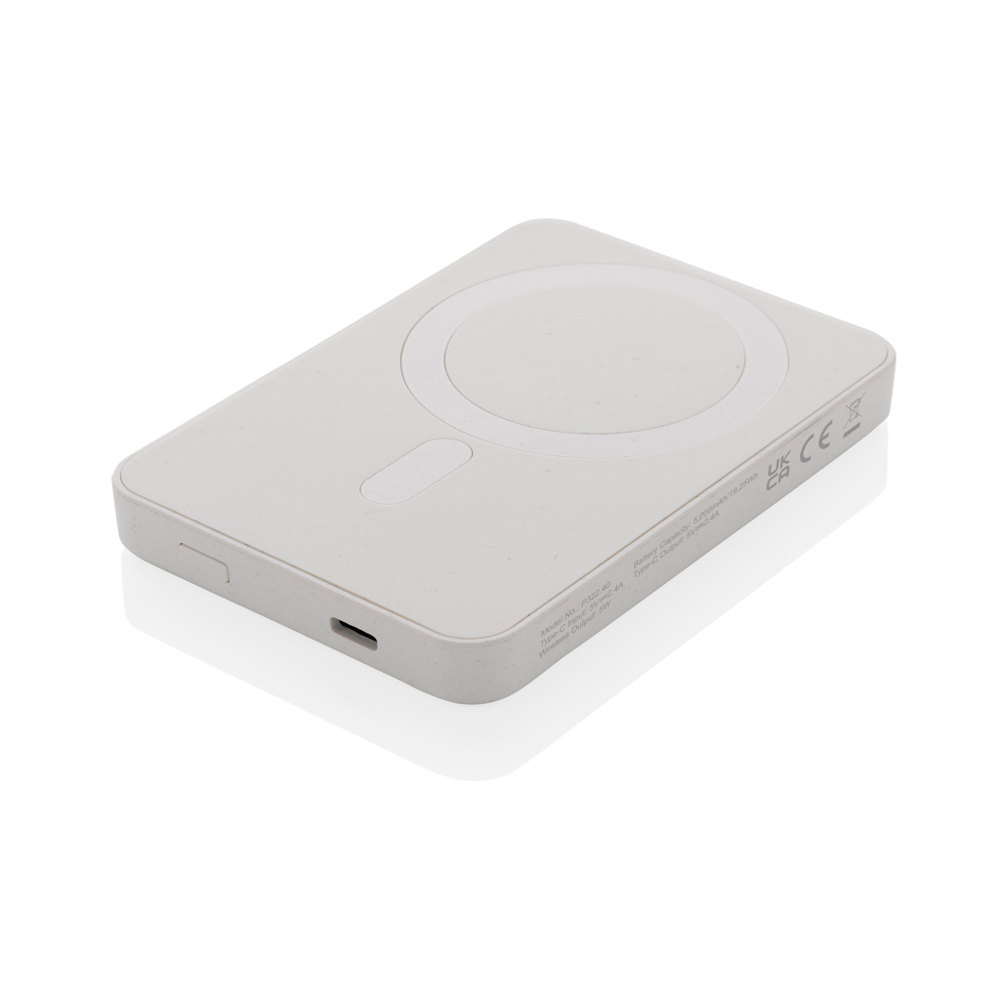 Magnetix RCS rplastic 5000 mah magnetische powerbank - bedrukt of onbedrukt verkrijgbaar - wit (± PMS White)