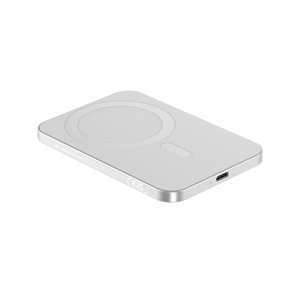 Urban Vitamin Burbank RCS rplastic/alu 3.000 mAh powerbank - bedrukt of onbedrukt verkrijgbaar - zilver (± PMS 428)
