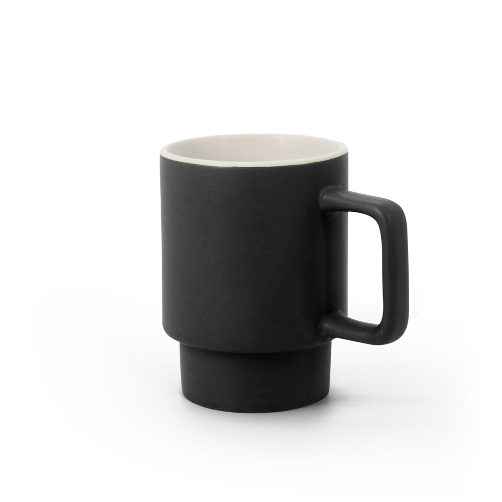 KUERTEN. Keramische mok met matte afwerking, 330 ml - voor bedrijven en relatiegeschenken - Zwart