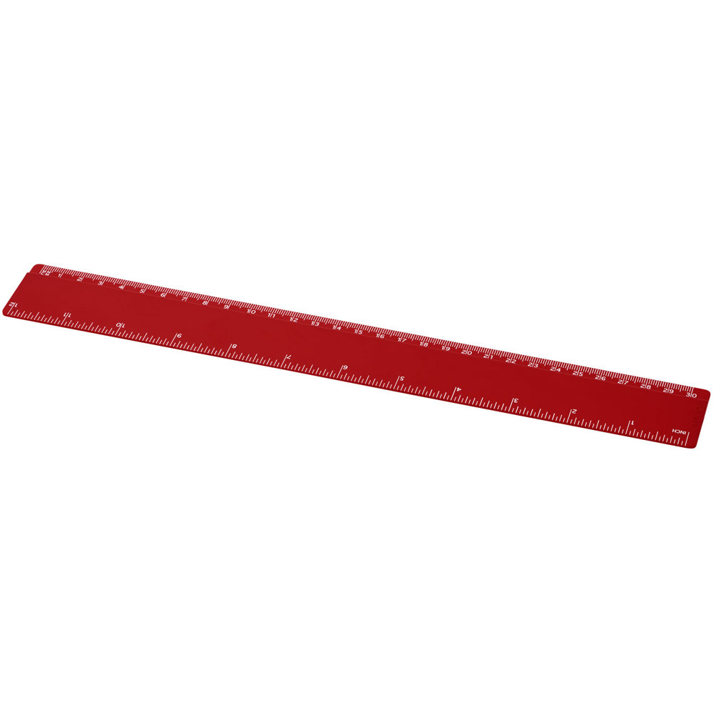 Renzo 30 cm kunststof liniaal - met logo of onbedrukt bestellen - Rood