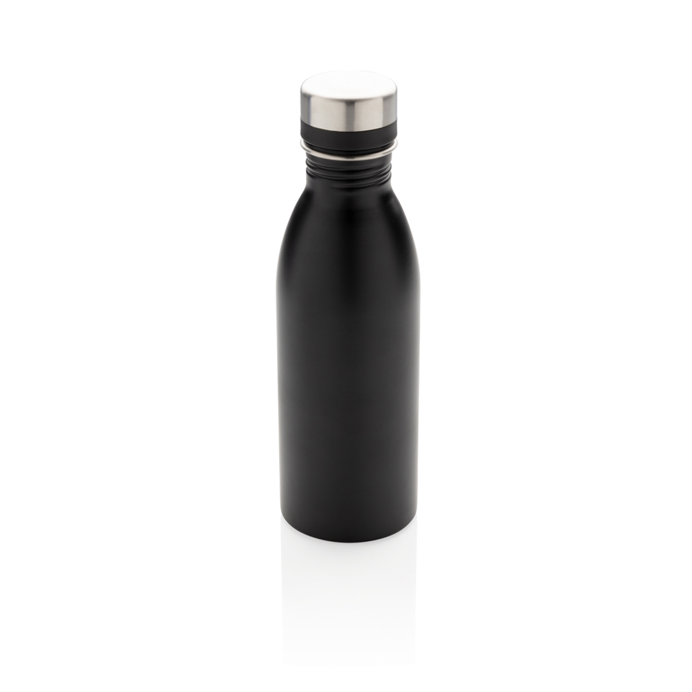 RCS gerecycled roestvrijstalen luxe waterfles - bedrukt of onbedrukt verkrijgbaar - zwart (± PMS Black)