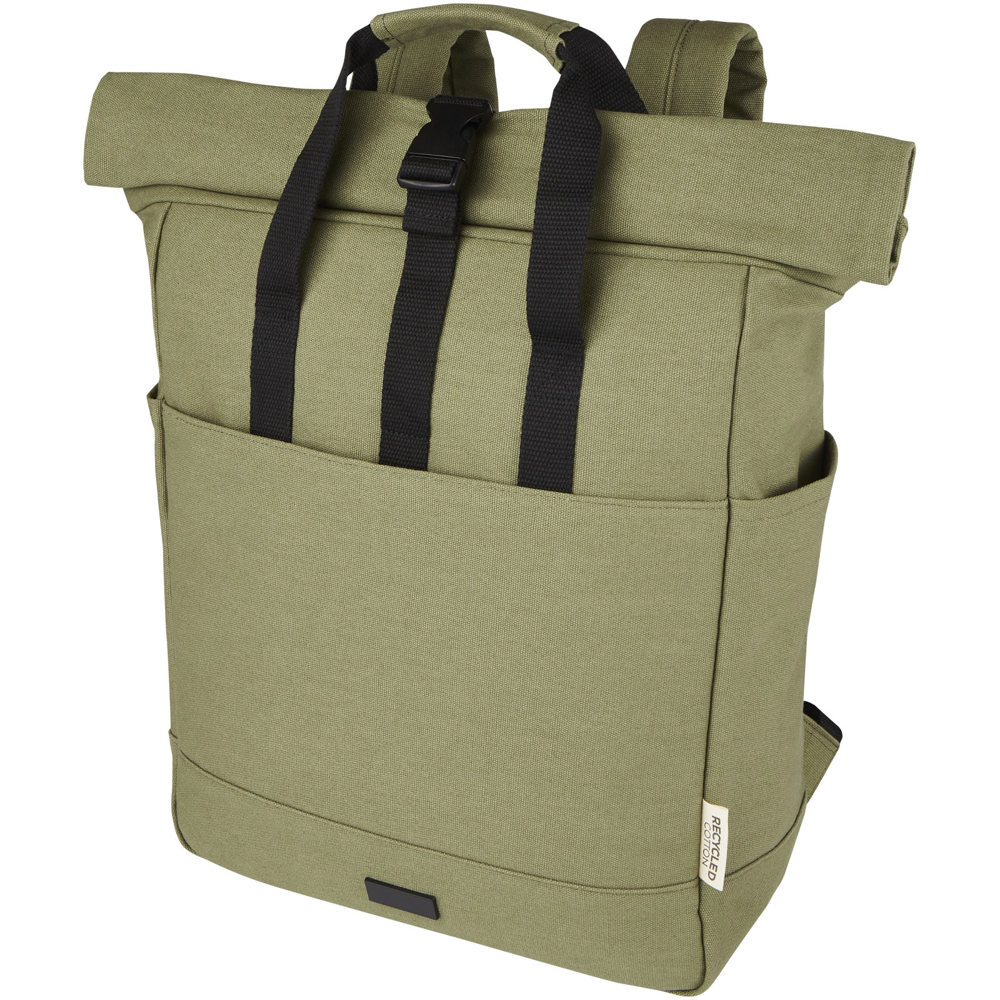 Joey 15 inch GRS gerecyclede canvas rolltop laptoprugzak 15 l - kopen of bedrukken - Olijf