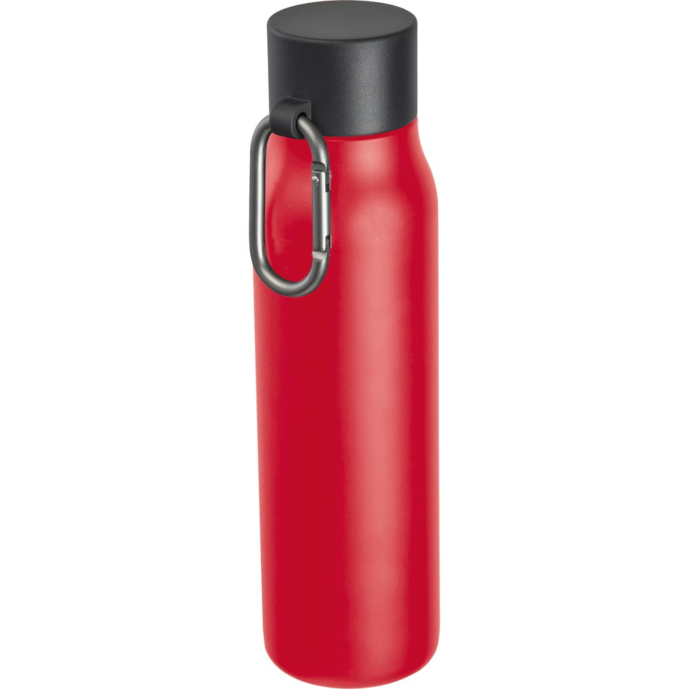 Dubbelwandige drinkfles met karabijnhaak, 600 ml - met logo of onbedrukt bestellen - rood