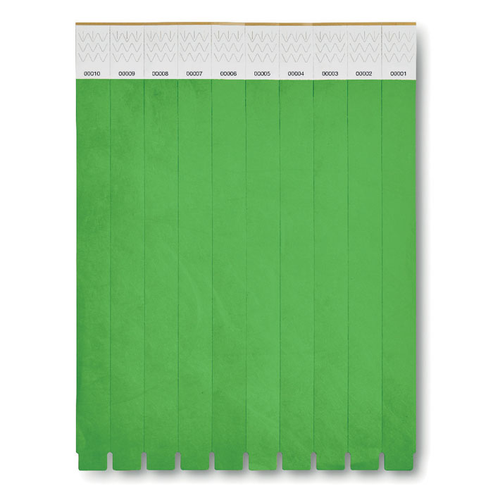 TYVEK - 1 Vel met 10 event armbandjes - voor bedrijven en relatiegeschenken - groen