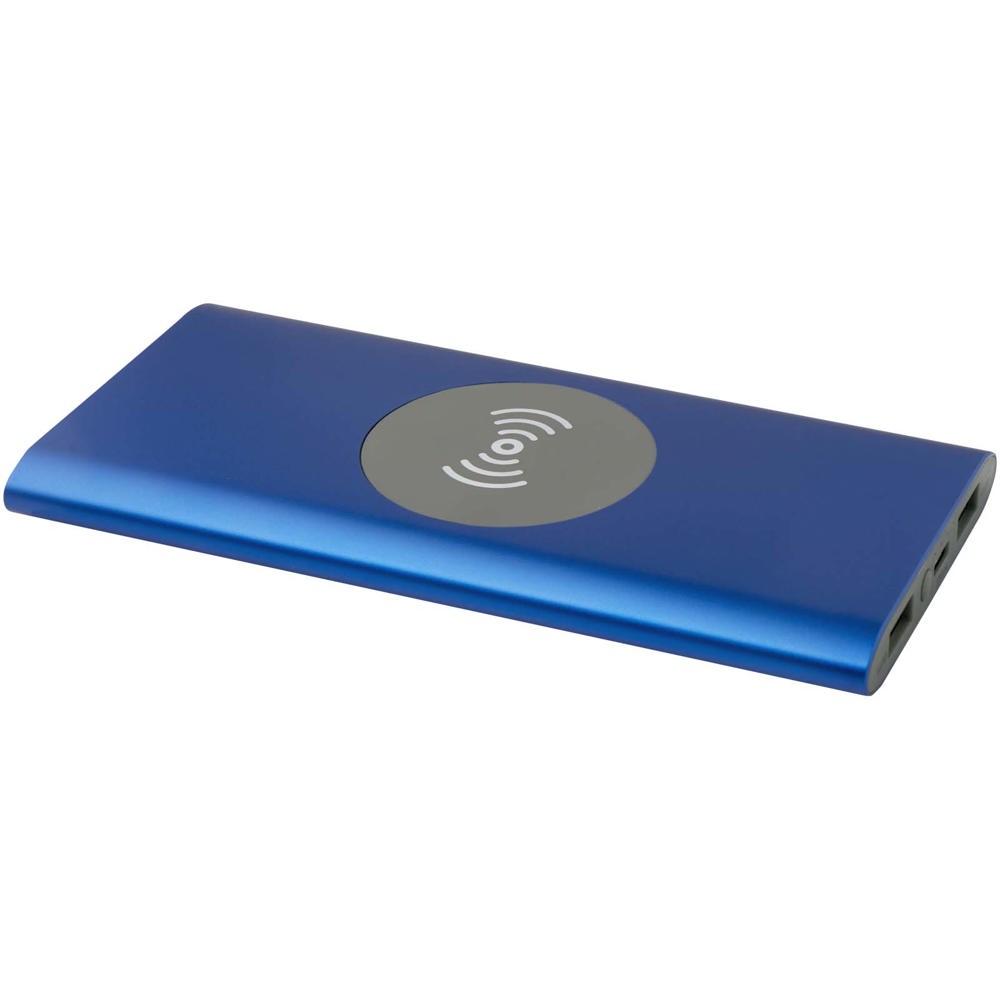 Juice type-C draadloze powerbank van 8000 mAh van gerecycled aluminium - voor bedrijven en relatiegeschenken - Koningsblauw