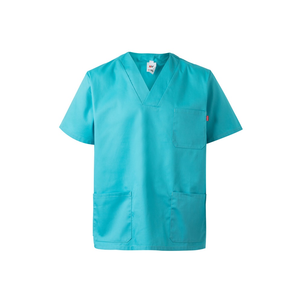 VL ILLAPA. Tuniek van keperstof (190g/m²) met korte mouwen, van polyester (65%) en katoen (35%) - bedrukt of - Turkoois