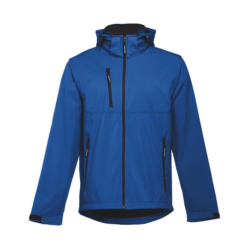 THC ZAGREB. Softshell herenjack van polyester en elastaan - bedrukt of onbedrukt verkrijgbaar - Royal Blauw