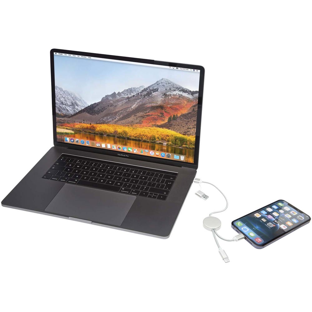 Alasia 5-in-1 30 cm datasynchronisatie- en 27 W snellaadkabel van gerecycled aluminium en plastic