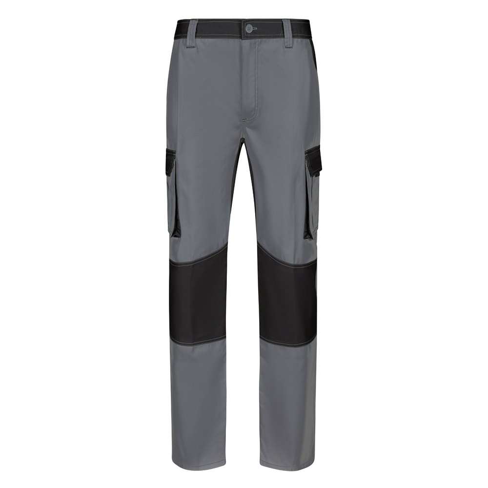 VL NJORD. Tweekleurige keperbroek met meerdere zakken (240 g/m²), van katoen (35%) en polyester (65%) - voor - Grijs
