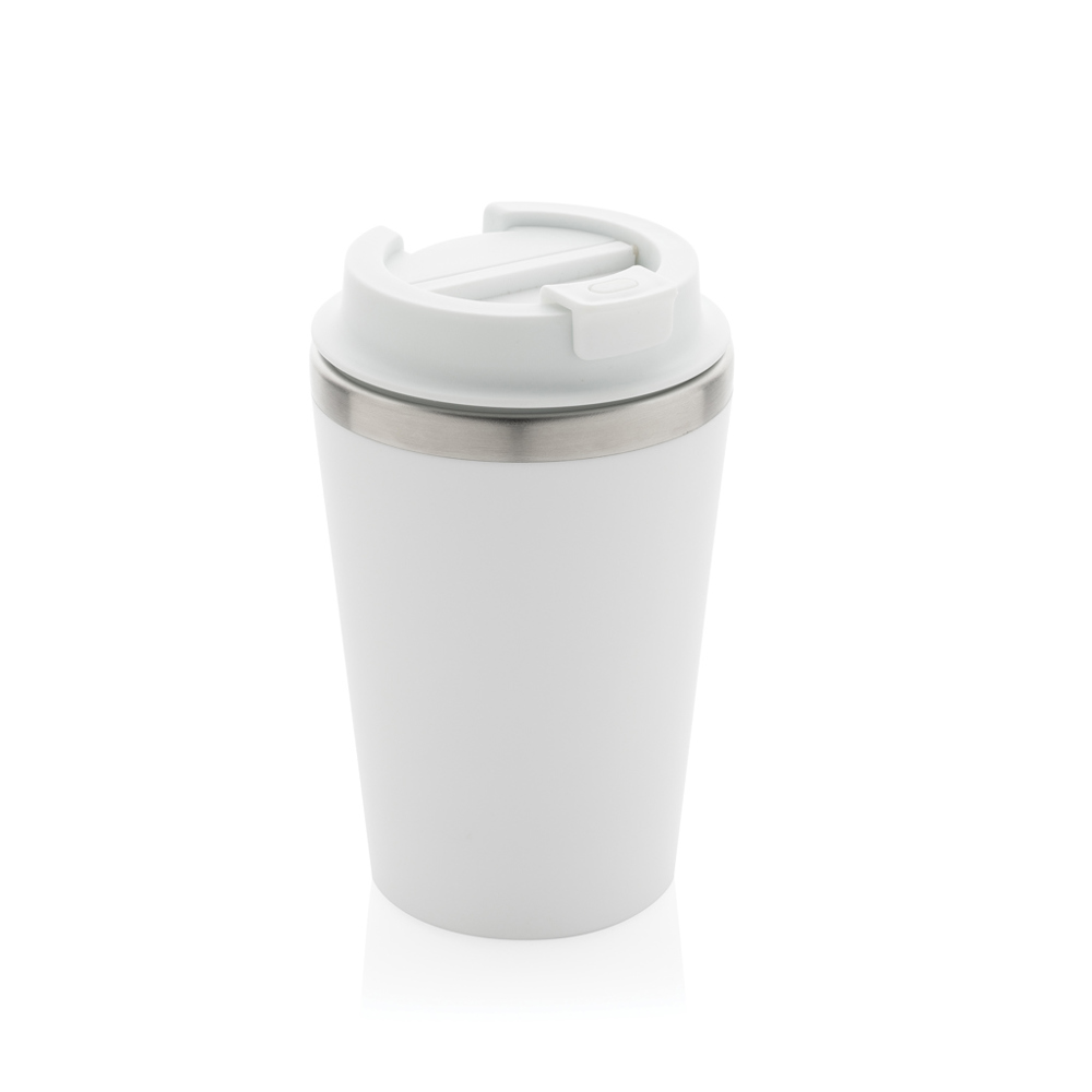 Java RCS recycled dubbel wandige beker 350ML - bedrukt of onbedrukt verkrijgbaar - wit (± PMS White)