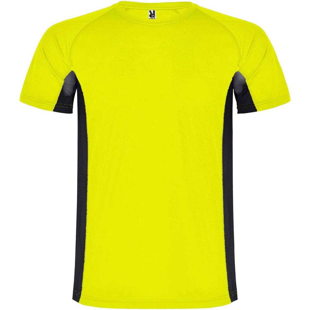 Shanghai sportshirt met korte mouwen voor kinderen - bedrukt of onbedrukt verkrijgbaar - Fluorgeel, Zwart