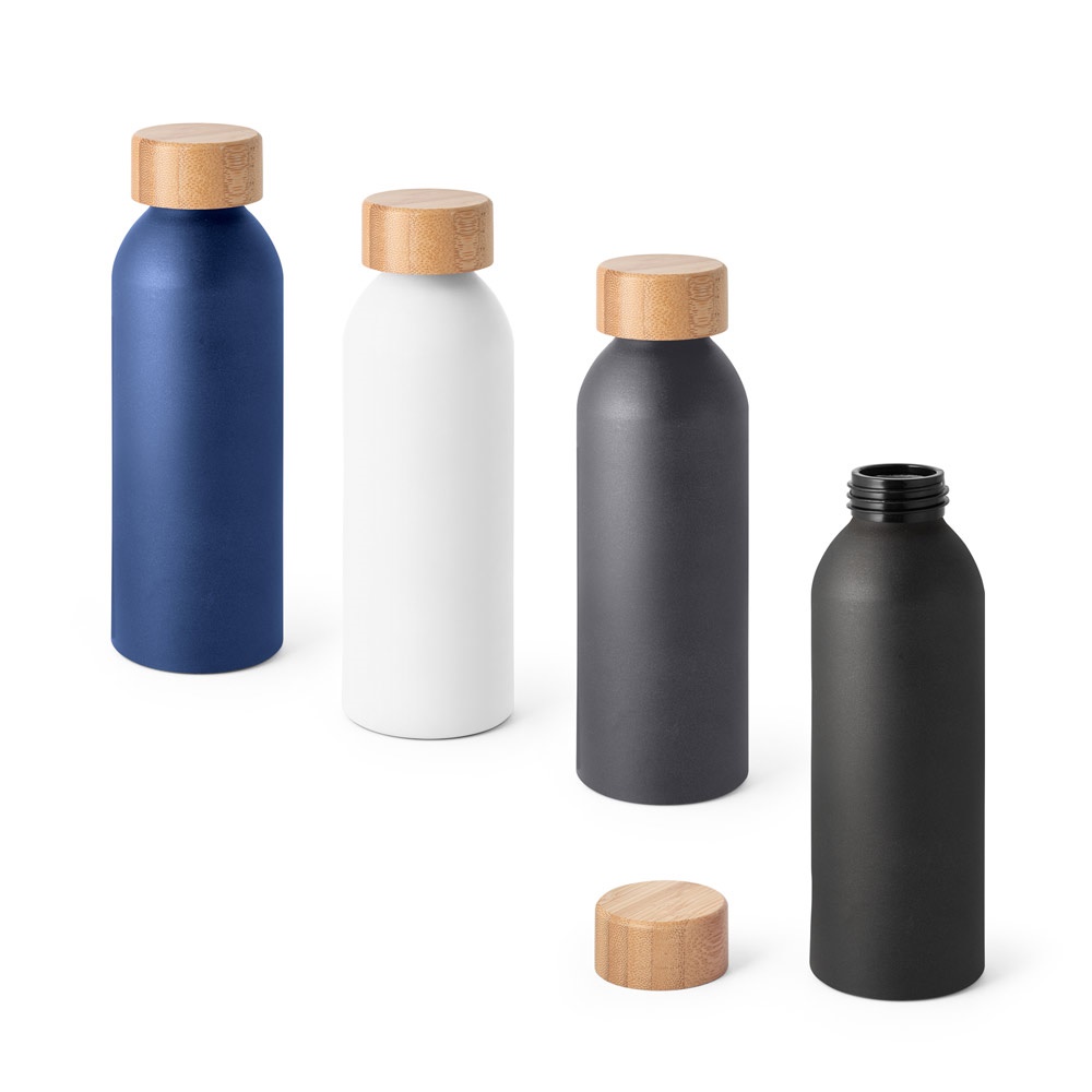 QUETA. Aluminium fles met bamboe deksel 550 mL - met logo of onbedrukt bestellen