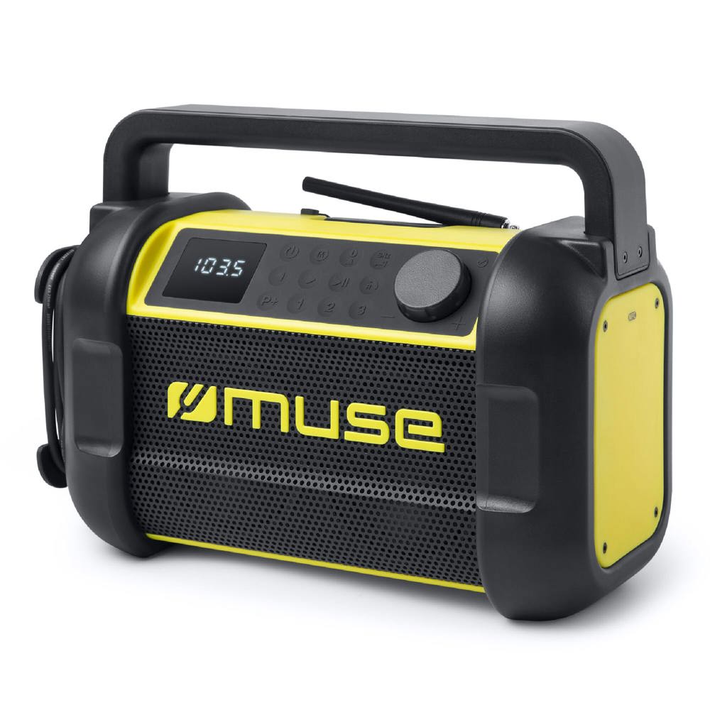 M-928 | Muse bouwradio met Bluetooth 20W met FM-radio - bedrukt of onbedrukt verkrijgbaar - Zwart / Geel