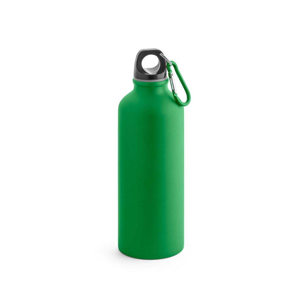 COLLINA. Aluminium fles met karabijnhaak 540 mL - bedrukt of onbedrukt verkrijgbaar - groen