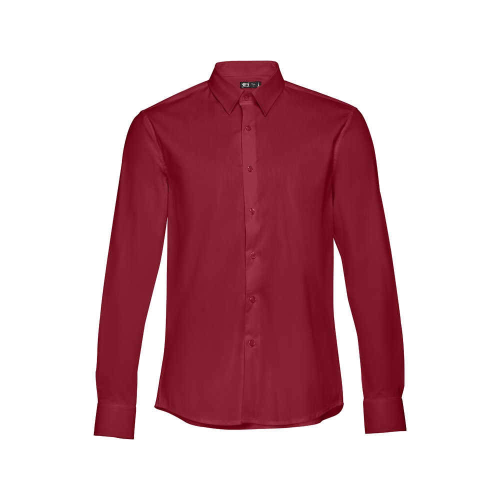 THC PARIS. Herenhemd in popeline met lange mouwen - voor bedrijven en relatiegeschenken - Bordeaux rood