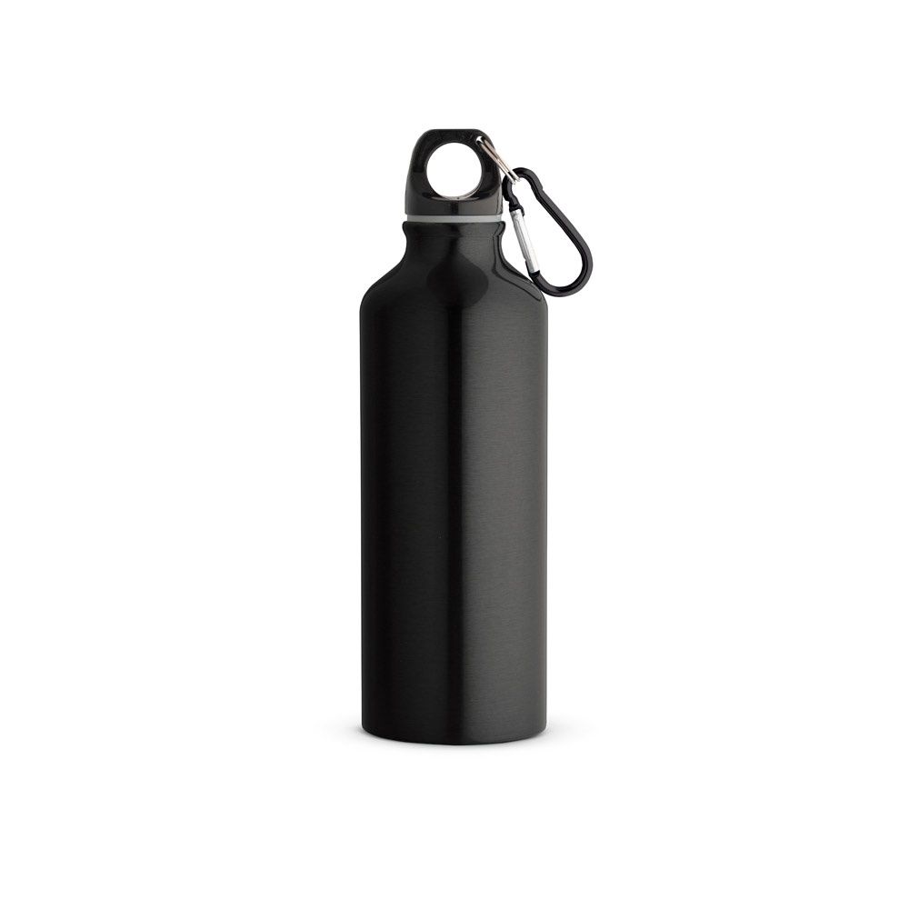 RE-LANDSCAPE M. Gerecycleerde aluminium (100% rAL) fles met karabijnhaak 530 mL - voor bedrijven en - zwart