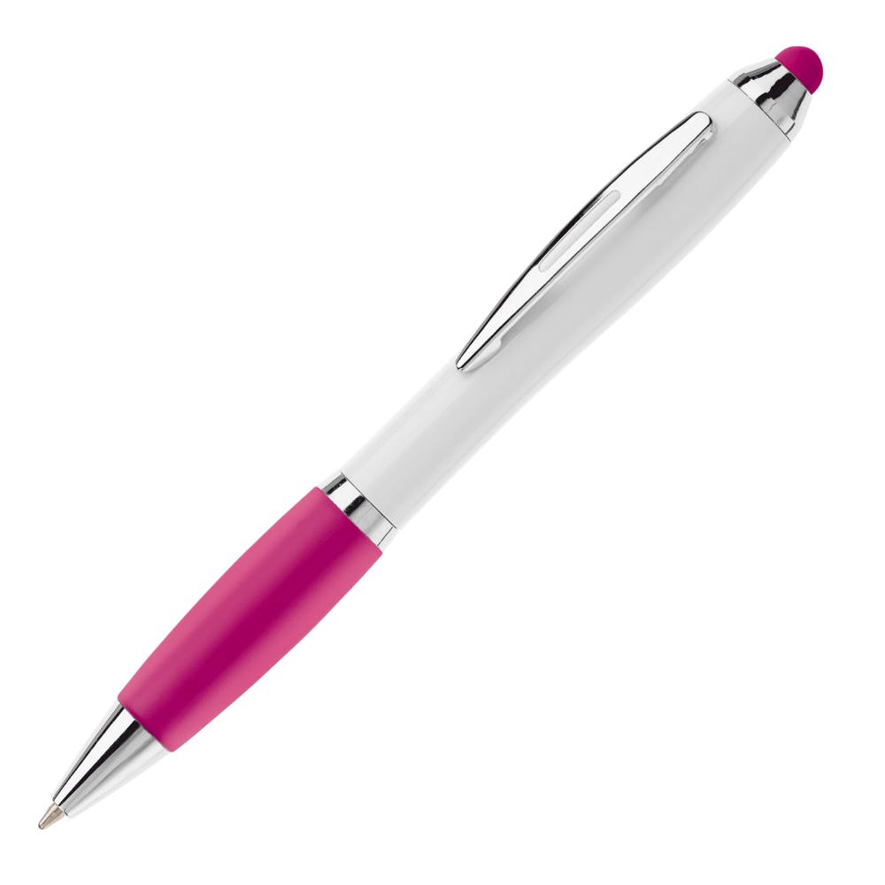 Balpen Hawaï stylus hardcolour - met logo of onbedrukt bestellen - Wit / Roze