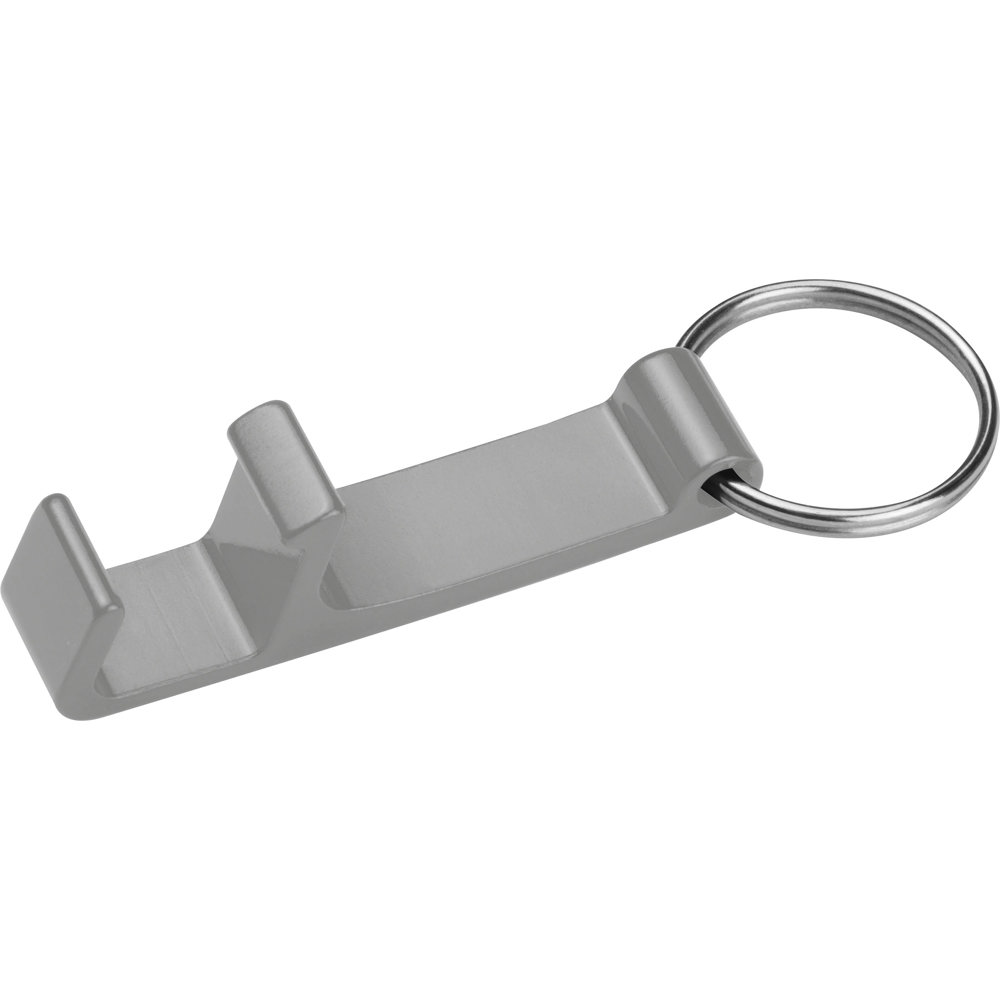 Sleutelhanger met flesopener - bedrukt of onbedrukt verkrijgbaar - zilvergrijs