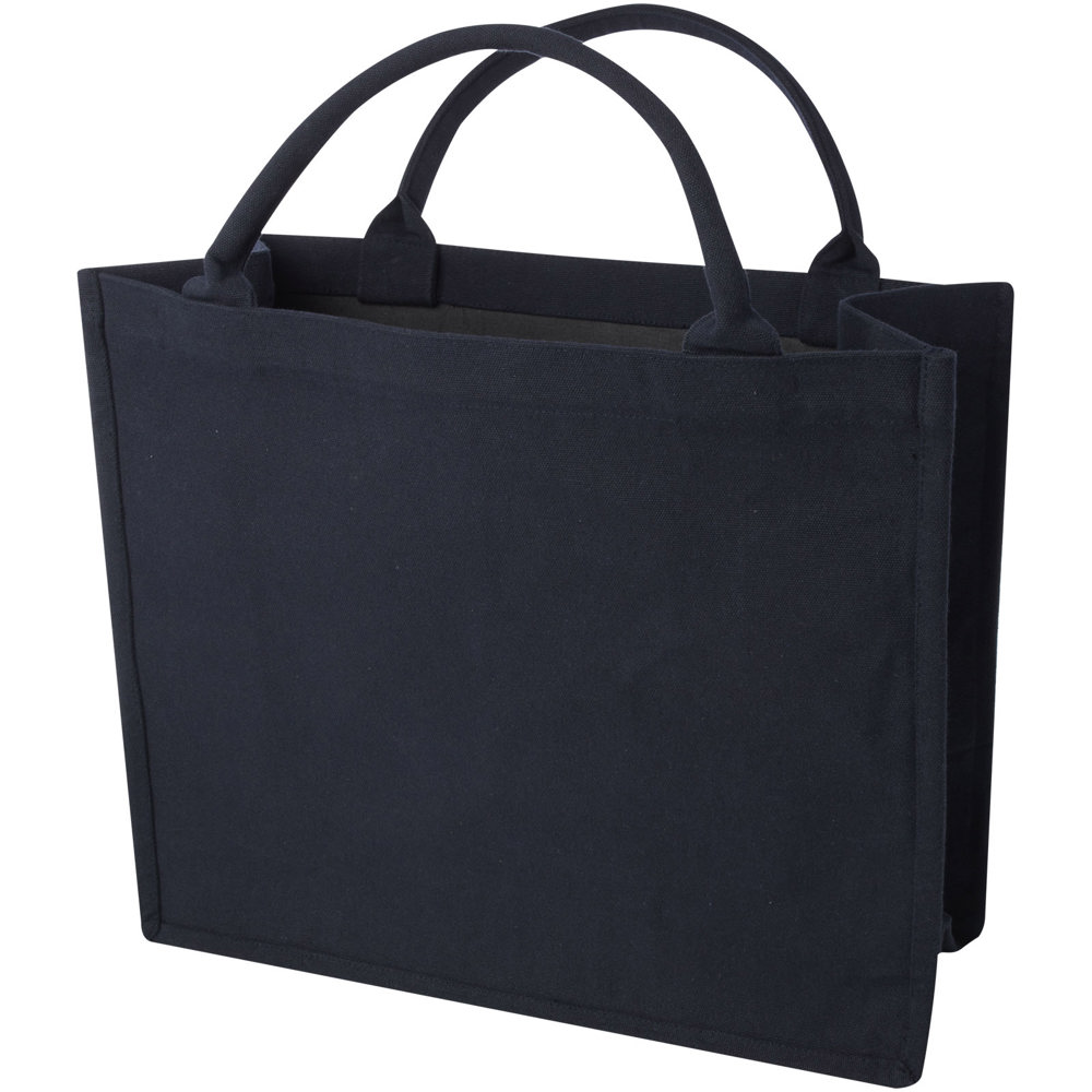 Page 500 g/m² Aware™ gerecyclede draagtas - met logo of onbedrukt bestellen - Marineblauw