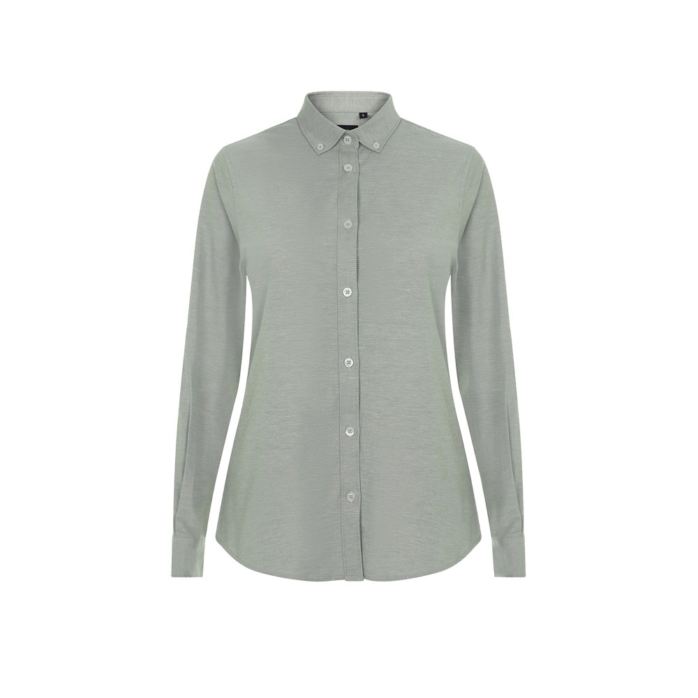 VL PRITHVI WOMEN. Oxford overhemd (180 g/m²) voor dames, gemaakt van katoen (50%), polyester (45%) en elastaan ​​(5%) - Groen