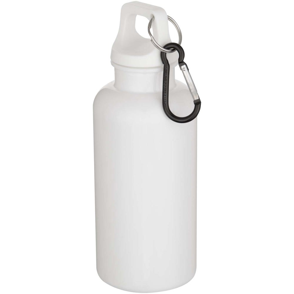 Oregon 400 ml effen waterfles van RCS gecertificeerd gerecycled plastic met karabijnhaak - voor bedrijven en - Wit