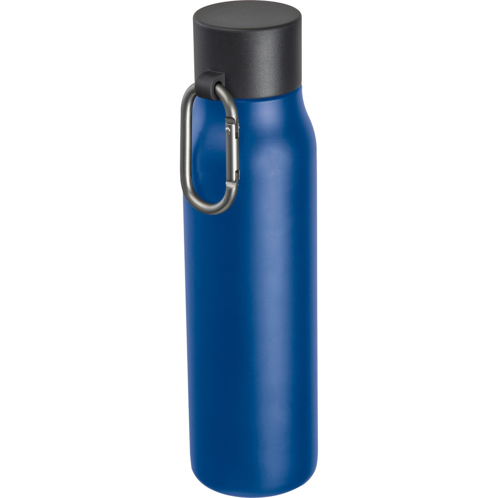 Dubbelwandige drinkfles met karabijnhaak, 600 ml - met logo of onbedrukt bestellen - blauw