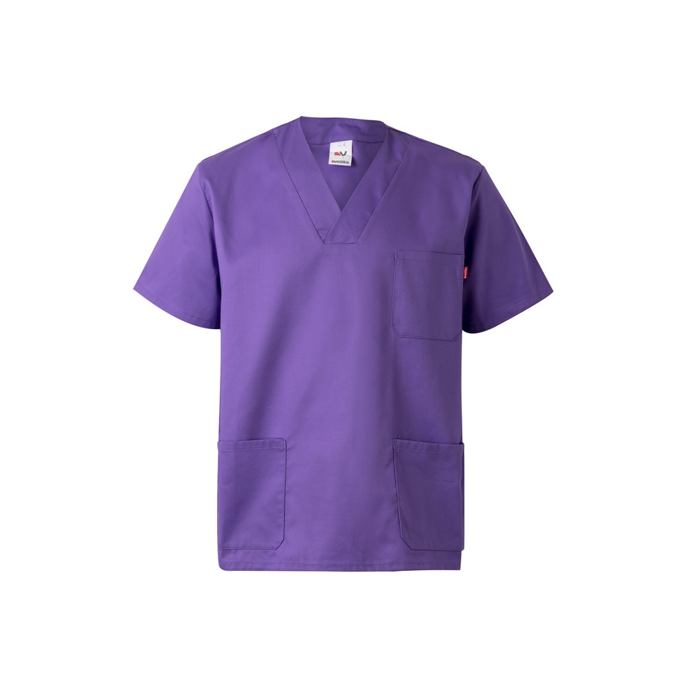 VL ILLAPA. Tuniek van keperstof (190g/m²) met korte mouwen, van polyester (65%) en katoen (35%) - bedrukt of - Lila