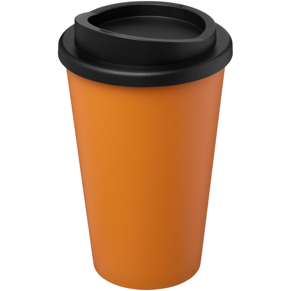 Gerecyclede americano® 350 ml geïsoleerde beker - voor bedrijven en relatiegeschenken - Oranje, Zwart