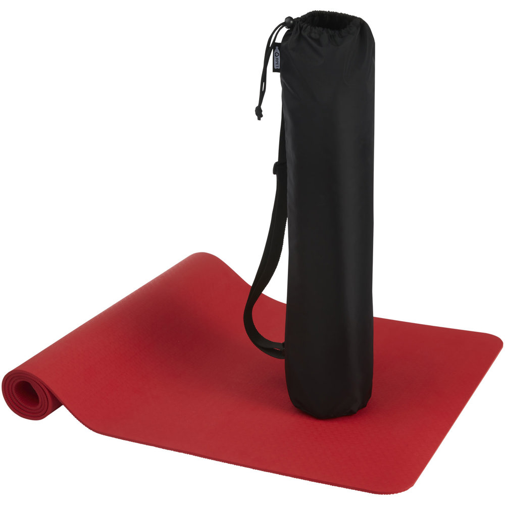 Virabha yogamat van gerecycled TPE - met logo of onbedrukt bestellen - Rood