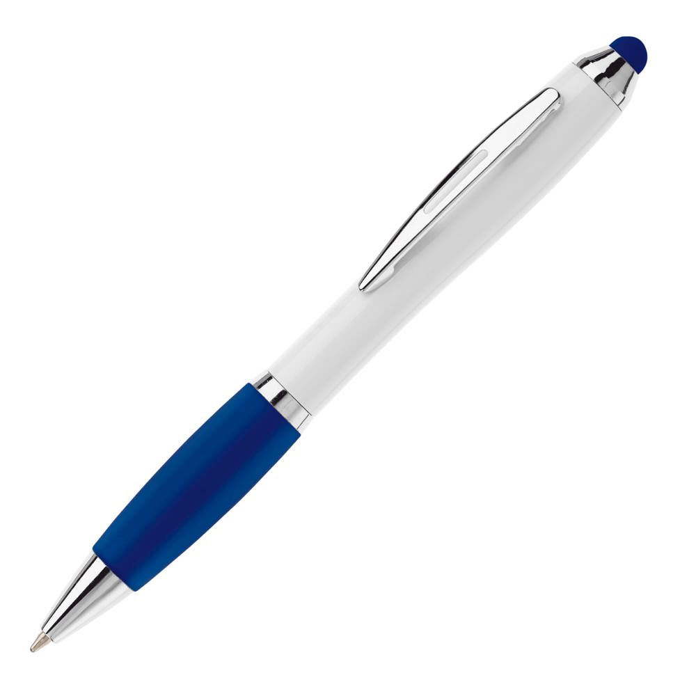 Balpen Hawaï stylus hardcolour - met logo of onbedrukt bestellen - Wit / Donkerblauw