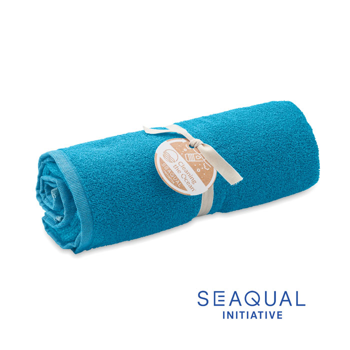 WATER - SEAQUAL® handdoek 100x170cm - met logo of onbedrukt bestellen - turquoise