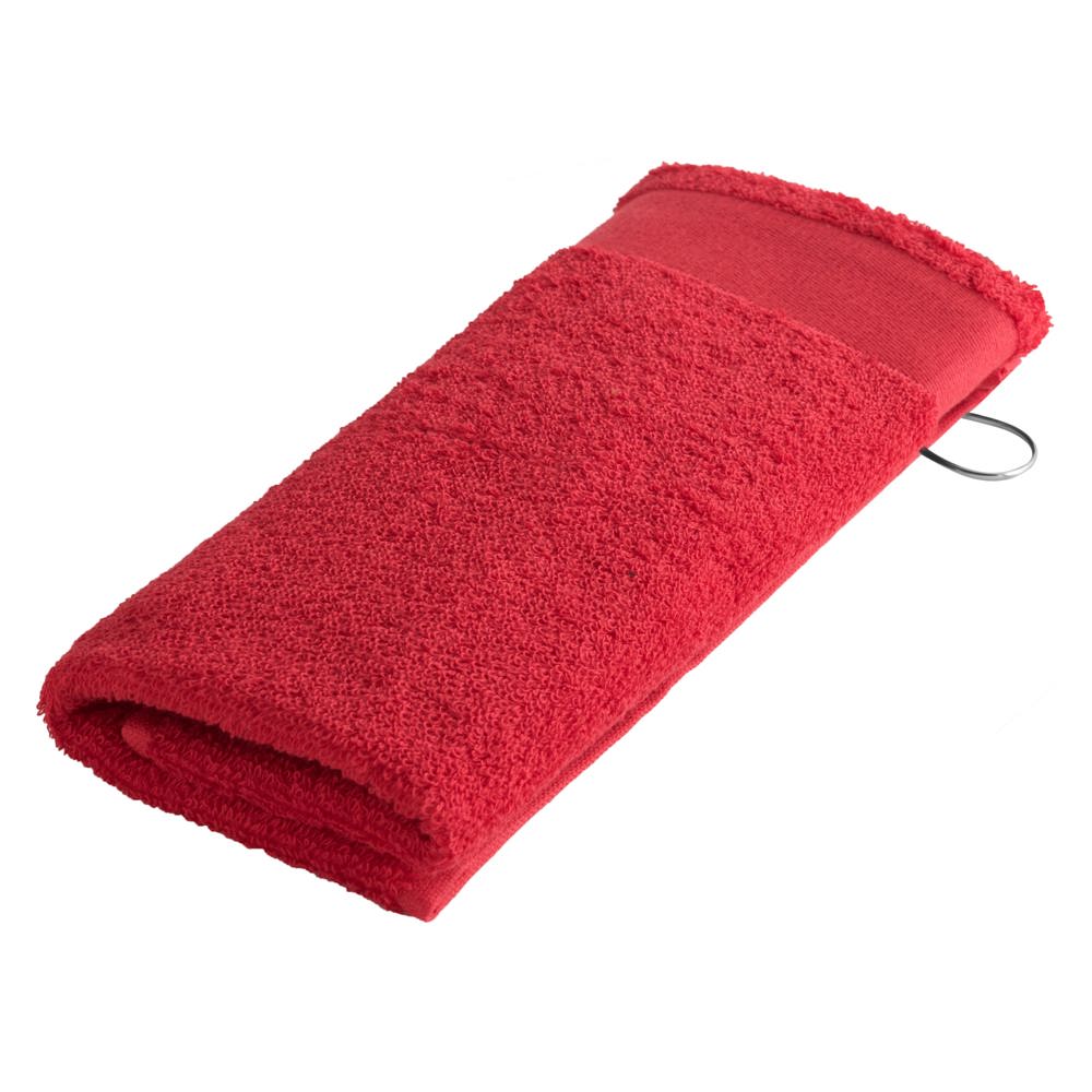 Sophie Muval golfhanddoek 55x30 cm, 450 gr/m² - bedrukt of onbedrukt verkrijgbaar - Rood (PMS 199c) / Rood