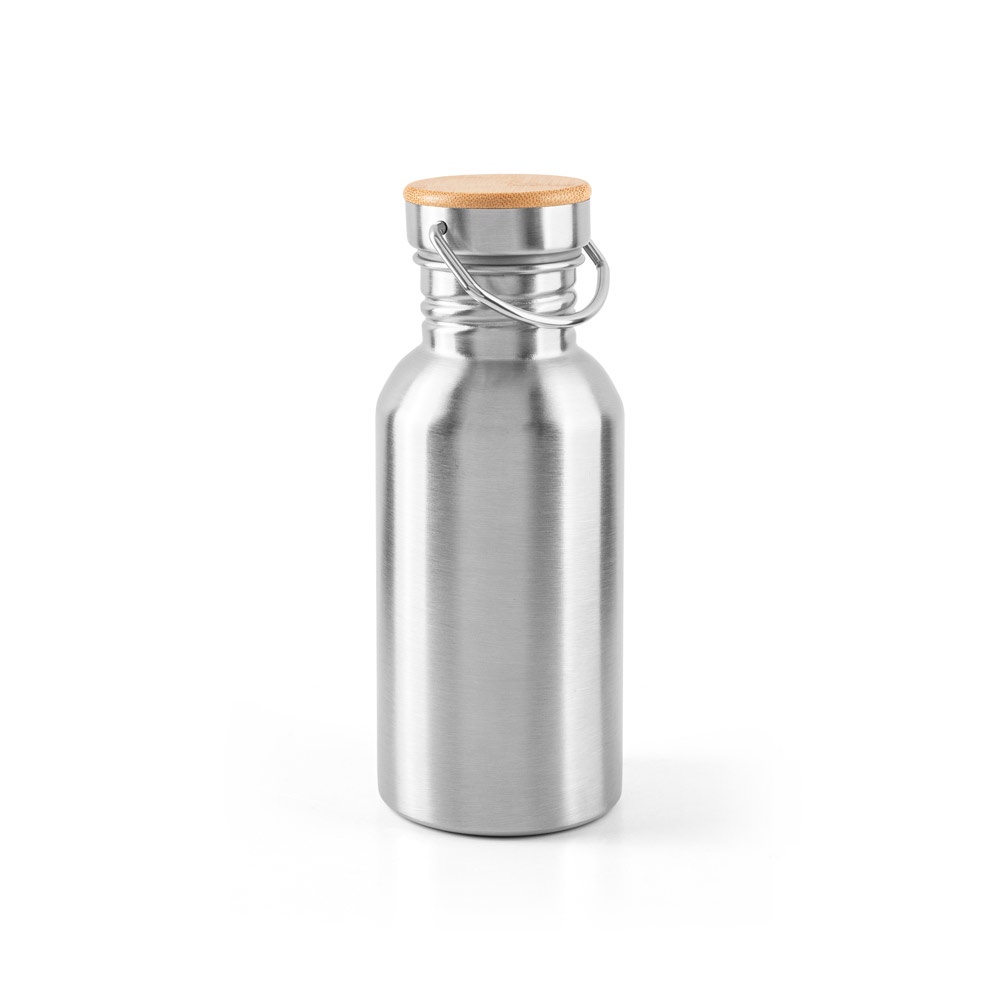 EWING. Enkelwandige roestvrijstalen fles (90% gerecycled) - kopen of bedrukken - Satijn zilver