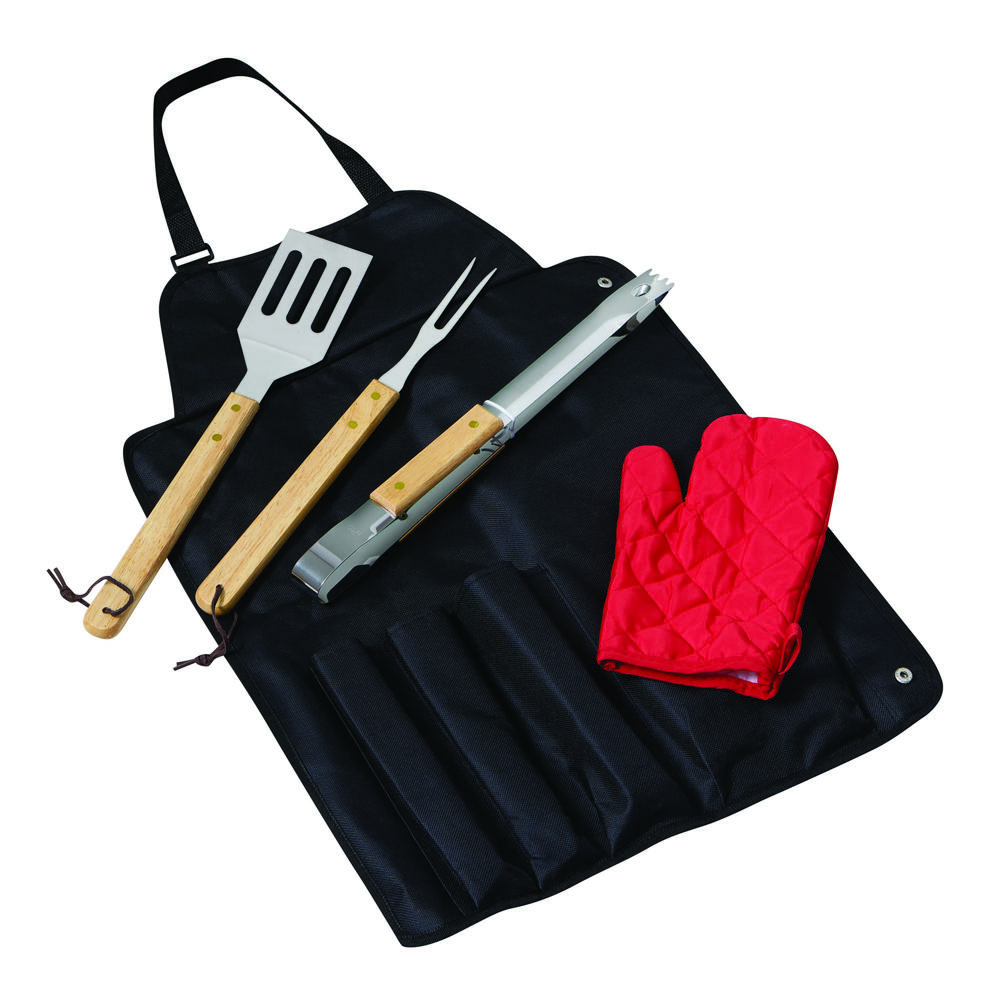 GREAT BBQ - BBQ-schort met BBQ-bestek - met logo of onbedrukt bestellen