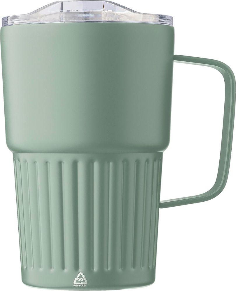 Gerecyclede roestvrijstalen to go mok (450 ml) Calo - met logo of onbedrukt bestellen - Groen