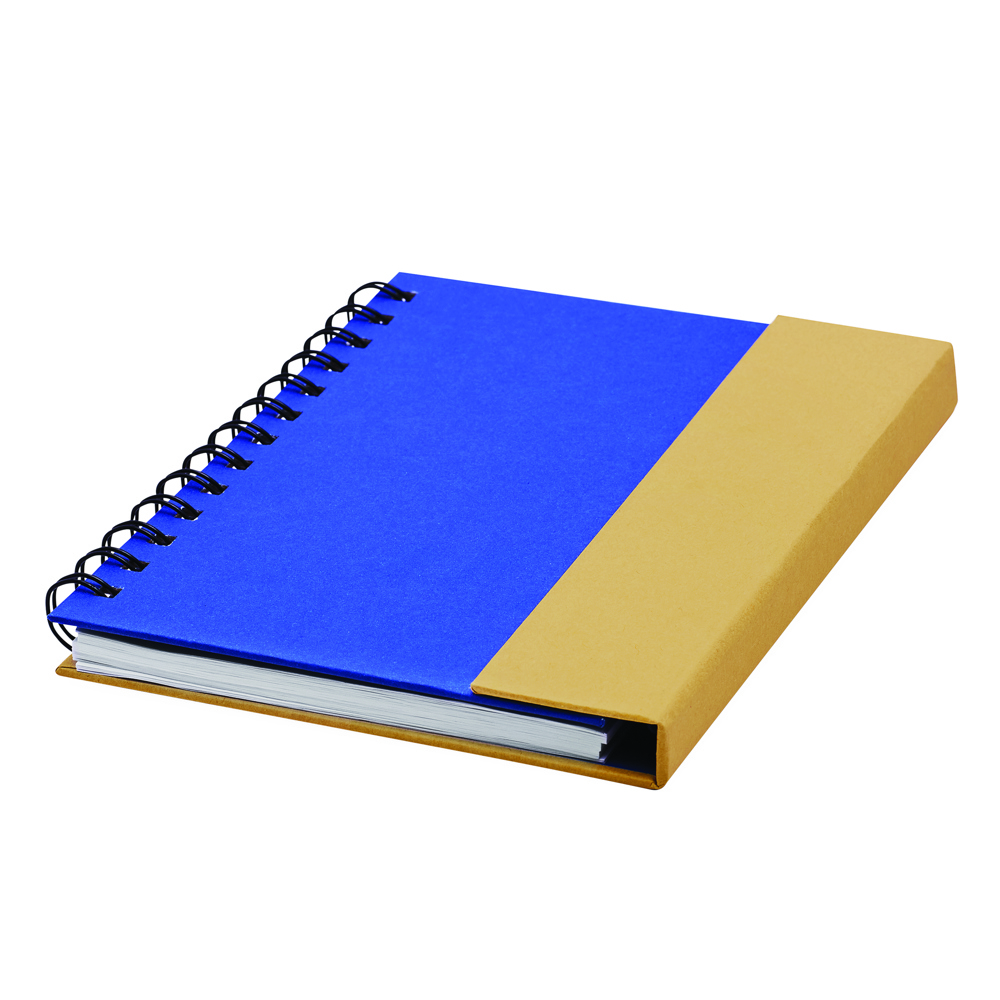 MAGNY - Notitieboekje van gerecycled papier met balpen - met logo of onbedrukt bestellen - blauw, naturel