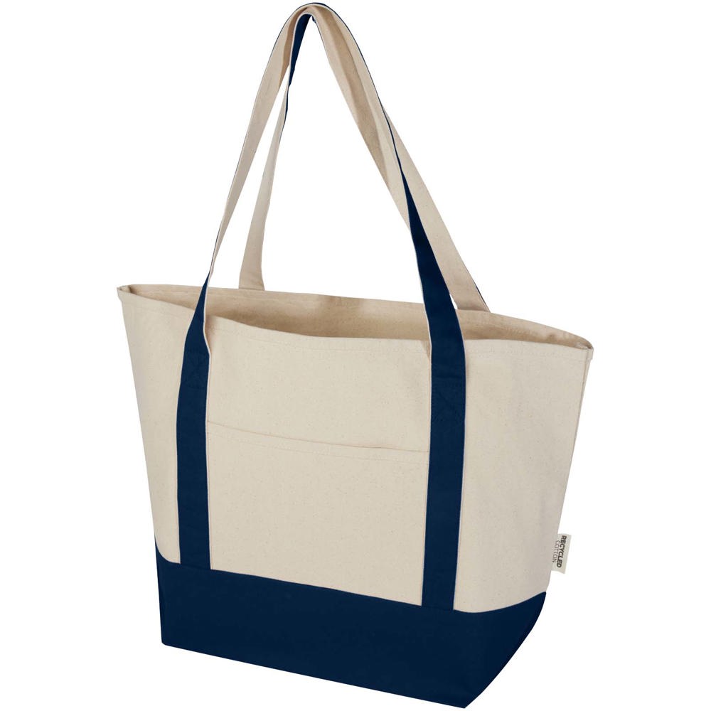 Sam draagtas van 320 g/m² GRS gerecycled katoen - voor bedrijven en relatiegeschenken - Marineblauw, Natuur