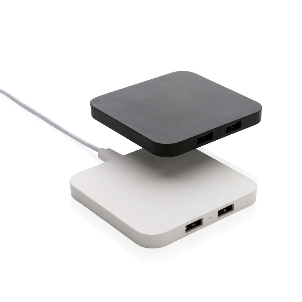 RCS gerecycled plastic 10W draadloos oplader met USB-poorten - met logo of onbedrukt bestellen