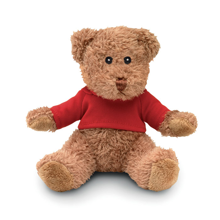 JOHNNY T - Teddybeer met T-shirt - bedrukt of onbedrukt verkrijgbaar - Rood