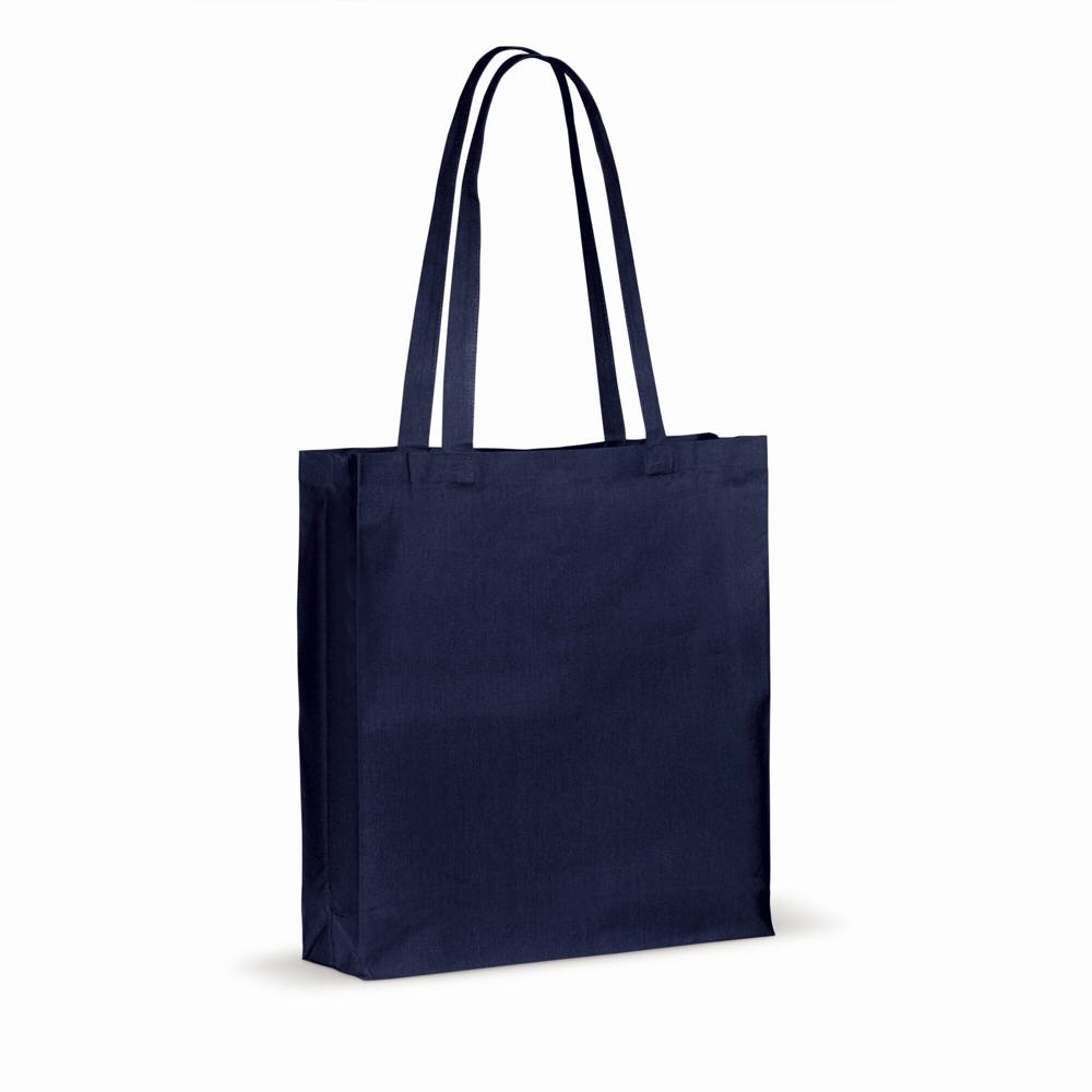 Draagtas gerecycled katoen met bodem 140g/m² 38x10x42cm - met logo of onbedrukt bestellen - Donkerblauw
