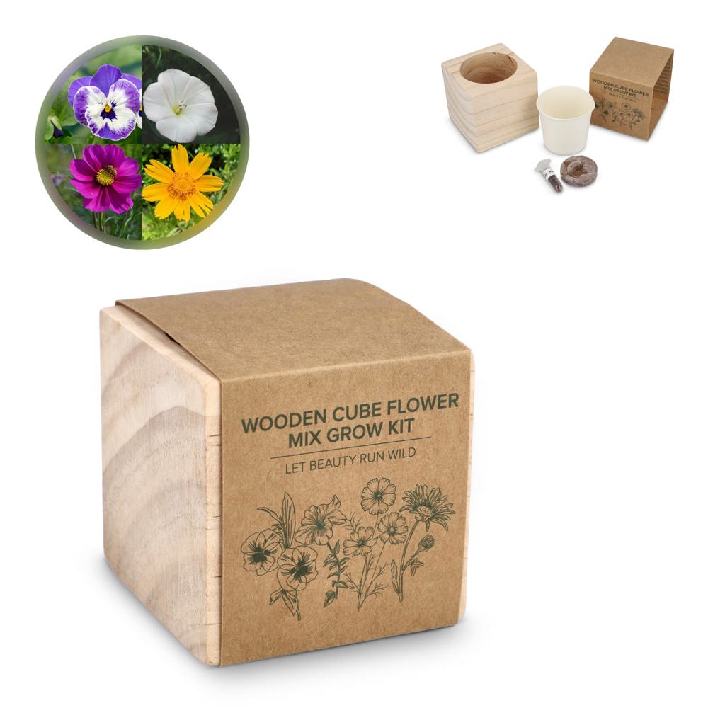 FSC Houten Plantenbak Set - Bloemenmix - met logo of onbedrukt bestellen