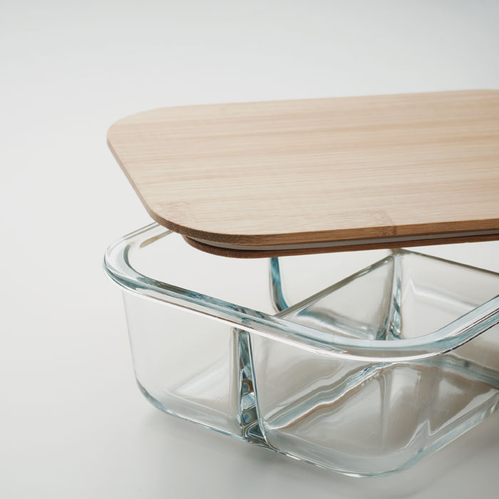 TUNDRA 3 - Glazen lunchbox bamboe deksel
