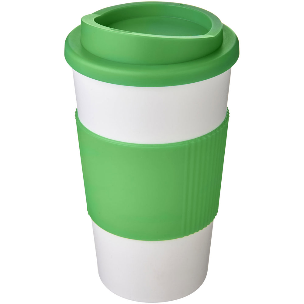 Americano® 350 ml geïsoleerde beker met grip - kopen of bedrukken - Wit, Groen