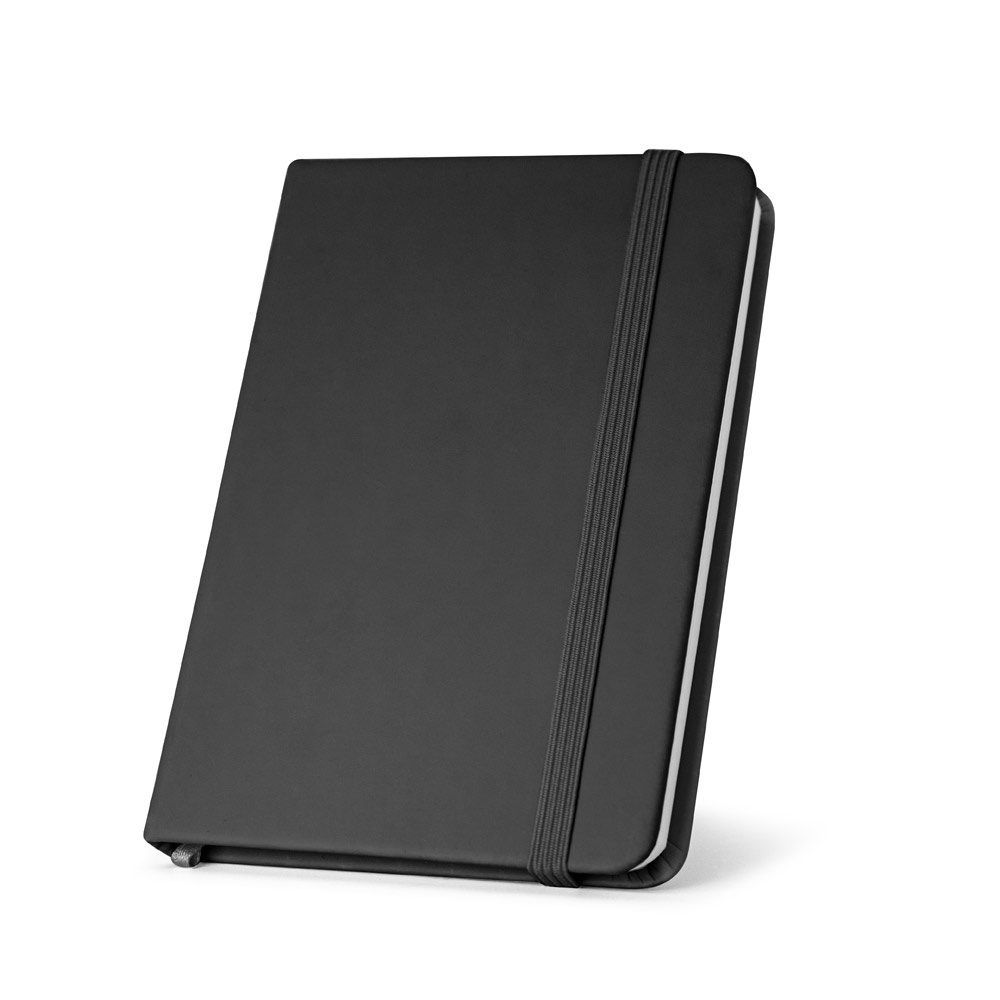 HEMINGWAY. A5 PU notitieblok met blanco pagina's - met logo of onbedrukt bestellen - zwart