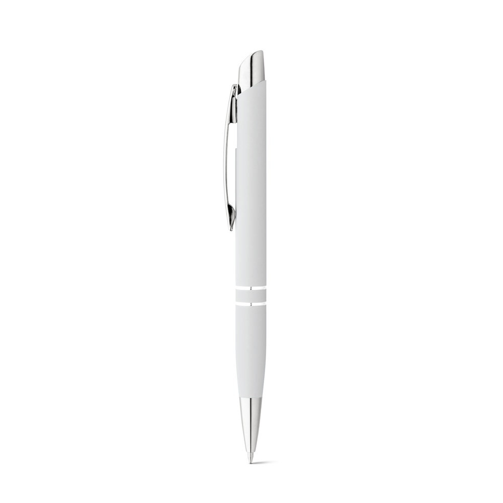 MARIETA SOFT. Aluminium balpen met clip - voor bedrijven en relatiegeschenken - Wit