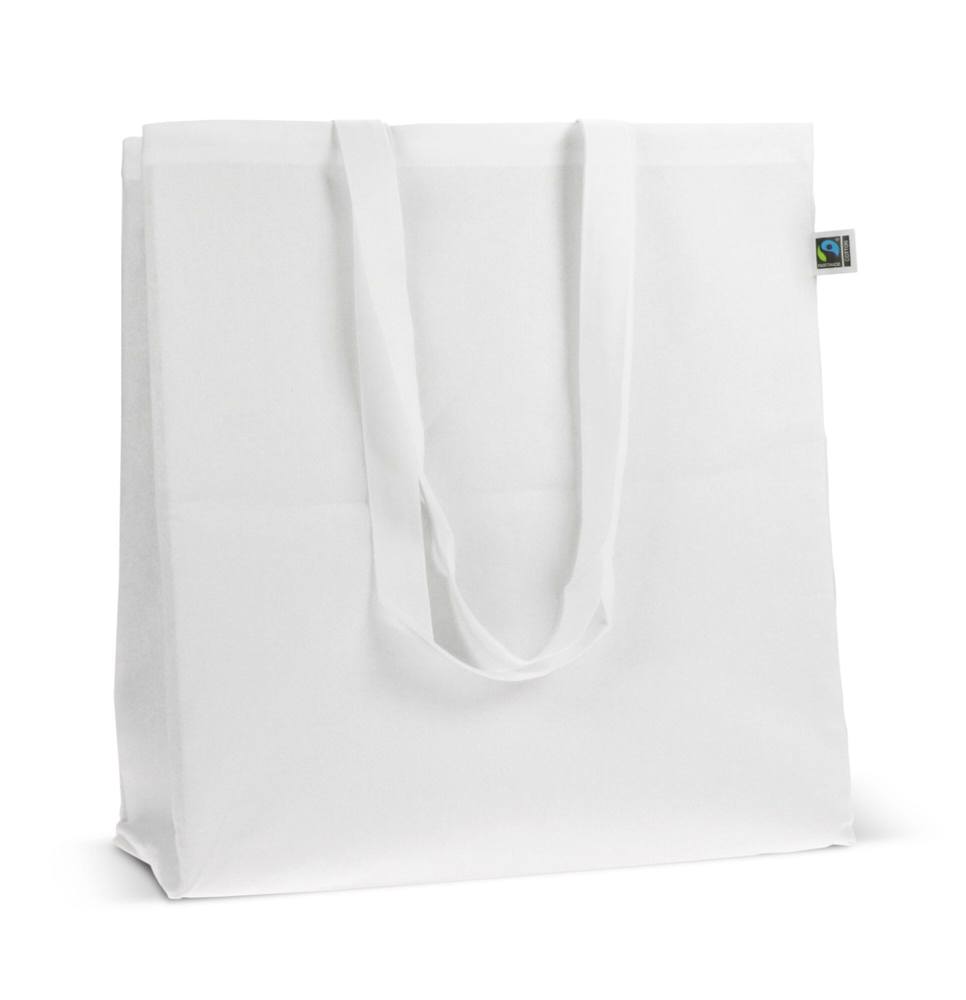 Fairtrade katoenen tas gekleurd lang 140g/m² 38x10x42cm