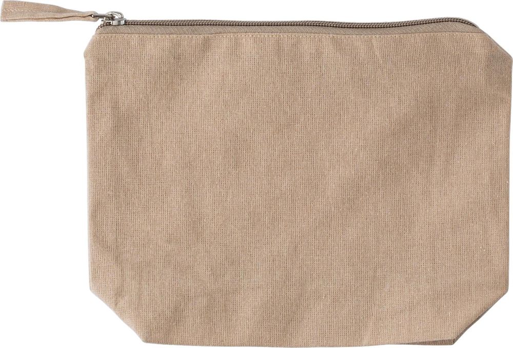 Gerecyclede katoenen cosmetische tas (180 gsm) Cressida - kopen of bedrukken - khaki (écru)