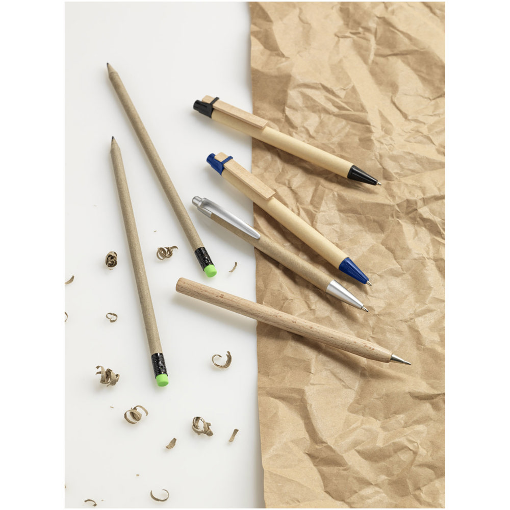 Tiflet balpen van gerecycled papier (zwarte inkt)