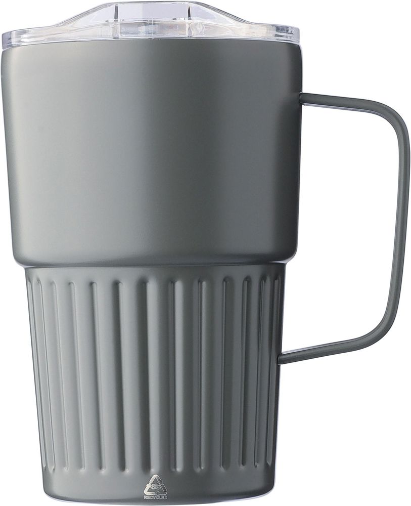 Gerecyclede roestvrijstalen to go mok (450 ml) Calo - met logo of onbedrukt bestellen - Grijs
